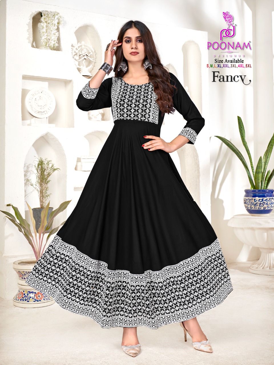 Poonam Fancy Designer Festive Wear Long Anarkali Kurti Collection